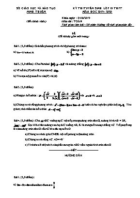 Đề thi tuyển sinh Lớp 10 THPT môn Toán - Năm học 2019-2020 - Tỉnh Ninh Thuận (Có đáp án)